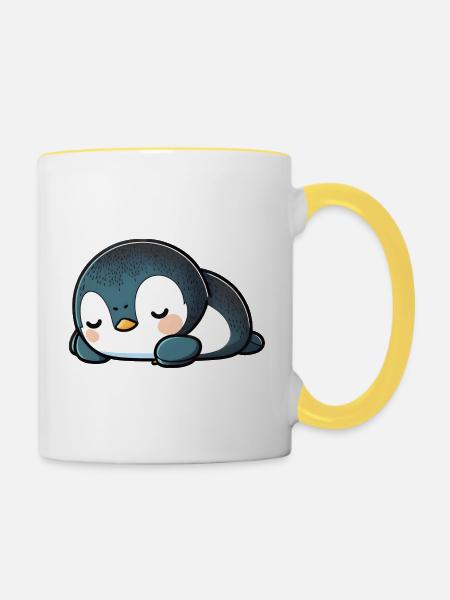 Pinguin Baby - Tasse zweifarbig - Weiß/Gelb