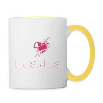 I love Huskies - Tasse zweifarbig - Weiß/Gelb - Rechts