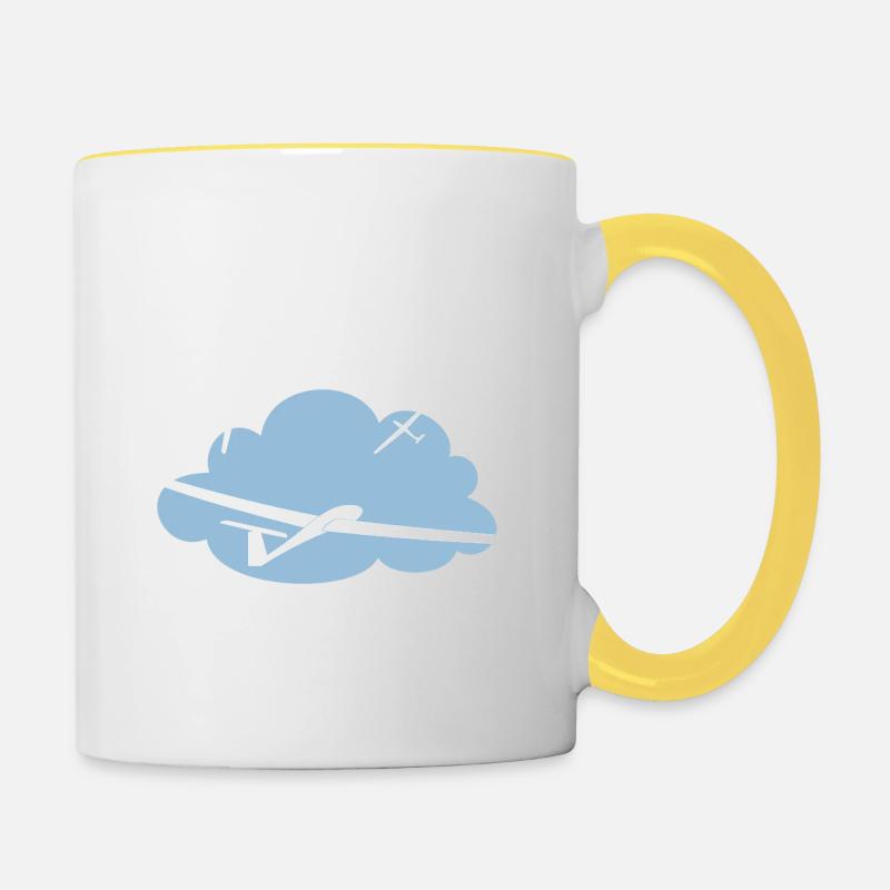 Planeurs en thermiques - pilotes de planeur - Mug contrasté - blanc/jaune