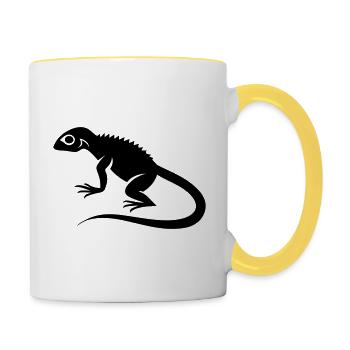 Eidechse - Tasse zweifarbig - Weiß/Gelb - Rechts