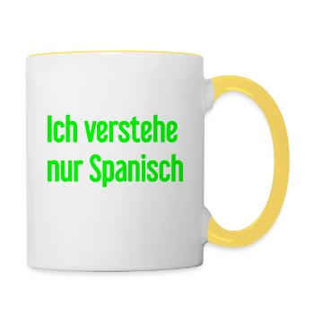 Ich verstehe nur Spanisch - Tasse zweifarbig - Weiß/Gelb - Rechts