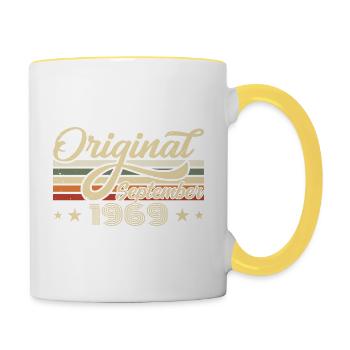 1969 September Born Birthday Year of birth 1969 - Contrasting Mug - white/yellow - Right