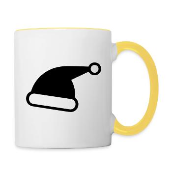 Weihnachtsmütze - Tasse zweifarbig - Weiß/Gelb - Rechts