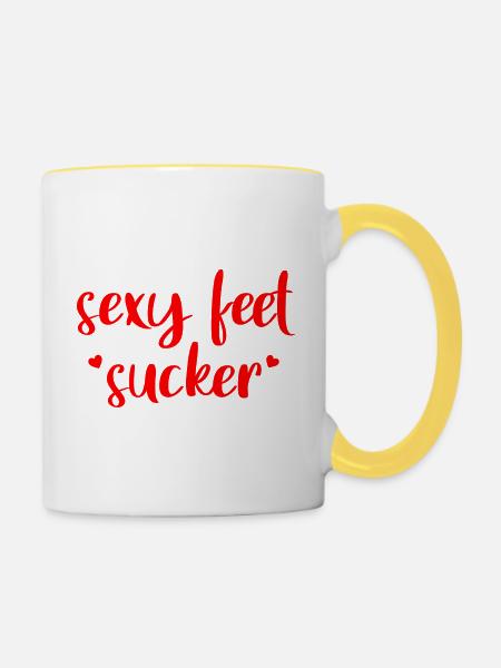 Sexy Feet Sucker - Tasse zweifarbig - Weiß/Gelb