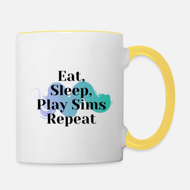 Eat Sleep Play Sims Repeat - Contrasting Mug - white/yellow