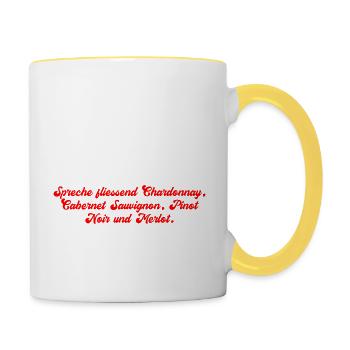 Vino-Loge Perfekt Für Weinliebhaber Und Wein-Trink - Tasse zweifarbig - Weiß/Gelb - Rechts