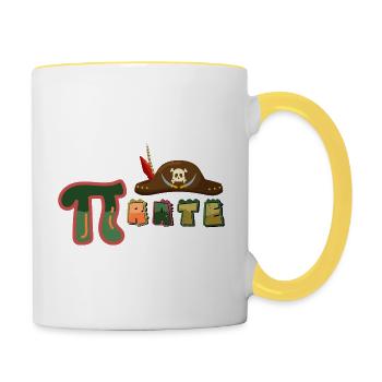 Pi Rate Math Science Geek Funny Pirate Hat Pi Day - Contrasting Mug - white/yellow - Right