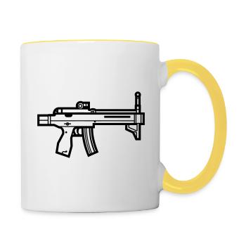 submachine gun - Contrasting Mug - white/yellow - Right