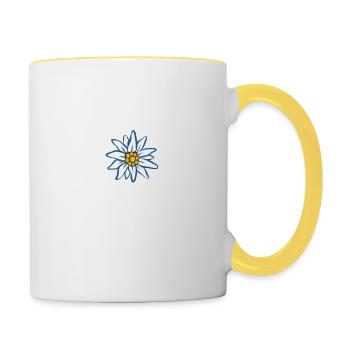 Grüß Gott - Alpen Edelweiß aus Bayern - Tasse zweifarbig - Weiß/Gelb - Rechts