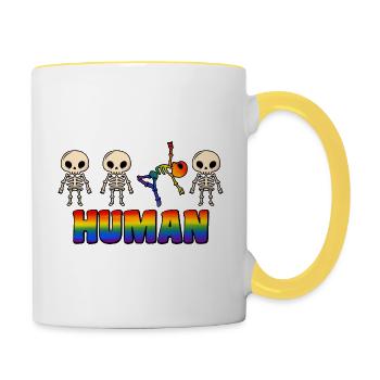 Arc-en-ciel de la gay pride humaine - Mug contrasté - blanc/jaune - Droite