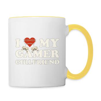 I Heart My Gamer Girlfriend - I Love My Gamer - Contrasting Mug - white/yellow - Right