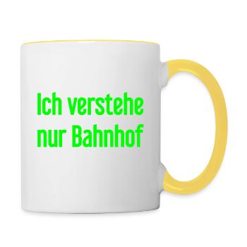 Ich verstehe nur Bahnhof - Tasse zweifarbig - Weiß/Gelb - Rechts