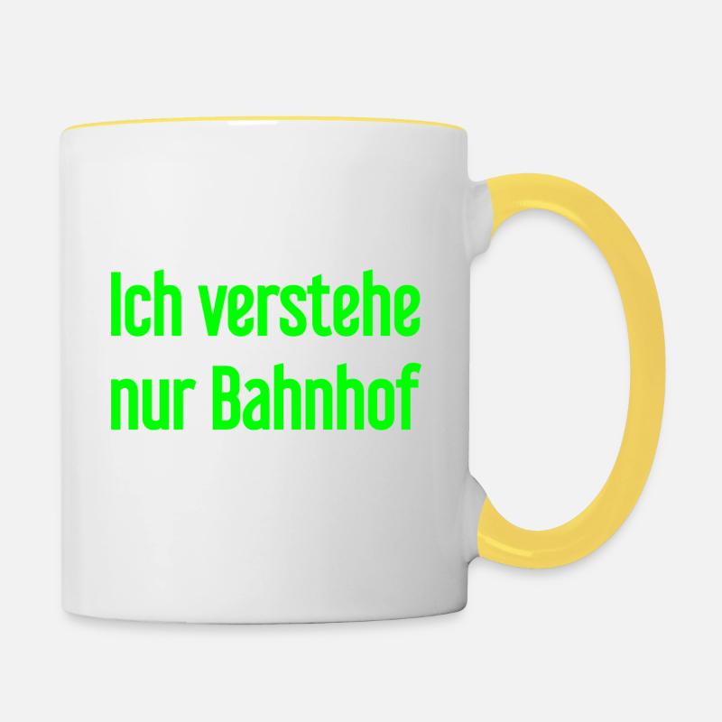I only understand train station - Contrasting Mug - white/yellow
