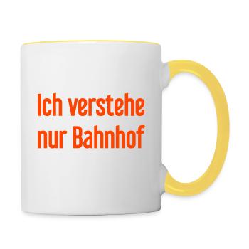 Ich verstehe nur Bahnhof - Tasse zweifarbig - Weiß/Gelb - Rechts
