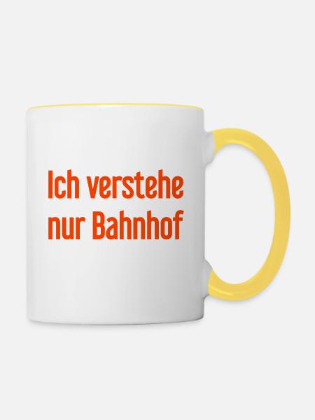 Ich verstehe nur Bahnhof - Tasse zweifarbig - Weiß/Gelb