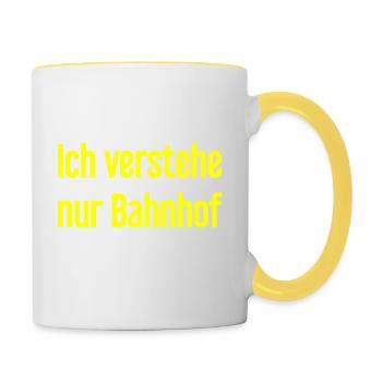 Ich verstehe nur Bahnhof - Tasse zweifarbig - Weiß/Gelb - Rechts