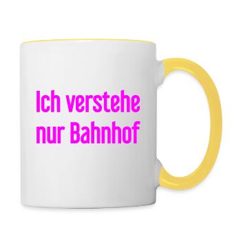 Ich verstehe nur Bahnhof - Tasse zweifarbig - Weiß/Gelb - Rechts