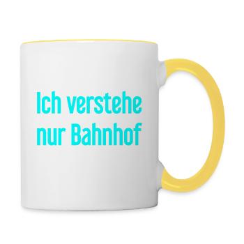 Ich verstehe nur Bahnhof - Tasse zweifarbig - Weiß/Gelb - Rechts