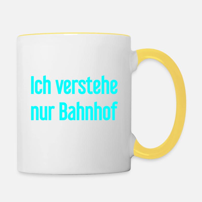 I only understand train station - Contrasting Mug - white/yellow