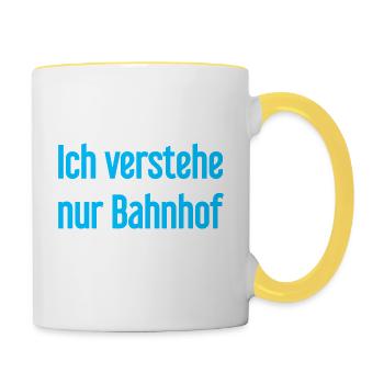 Ich verstehe nur Bahnhof - Tasse zweifarbig - Weiß/Gelb - Rechts