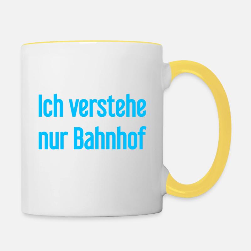 I only understand train station - Contrasting Mug - white/yellow