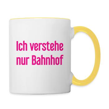 Ich verstehe nur Bahnhof - Tasse zweifarbig - Weiß/Gelb - Rechts