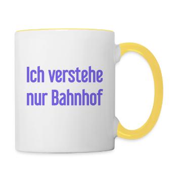Ich verstehe nur Bahnhof - Tasse zweifarbig - Weiß/Gelb - Rechts