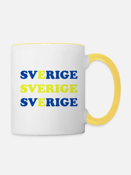 Sverige - Tasse zweifarbig - Weiß/Gelb