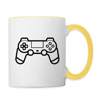 manette de jeux vidéo - Mug contrasté - blanc/jaune - Droite