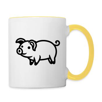 cochon - Mug contrasté - blanc/jaune - Droite
