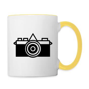 Kamera - Tasse zweifarbig - Weiß/Gelb - Rechts