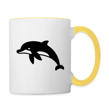 Delfin - Tasse zweifarbig - Weiß/Gelb - Rechts