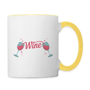 Time to Wine Down – Lustiges Wein-Design - Tasse zweifarbig - Weiß/Gelb - Rechts