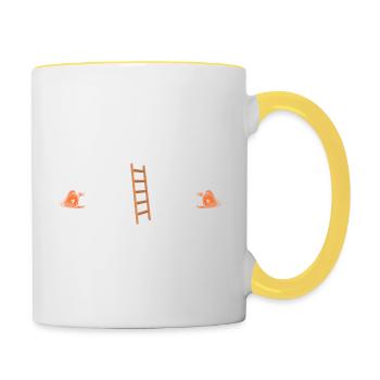 Leiter vom Sägezentrum Holz machen - Tasse zweifarbig - Weiß/Gelb - Rechts