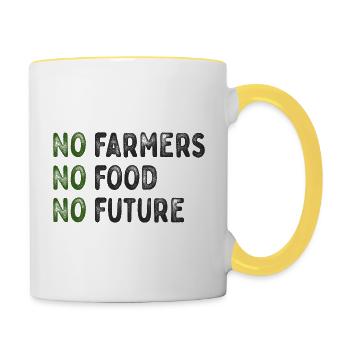 No Farmers - No Food - No Future - Bauer Landwirt - Tasse zweifarbig - Weiß/Gelb - Rechts