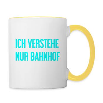 Ich verstehe nur Bahnhof - Tasse zweifarbig - Weiß/Gelb - Rechts