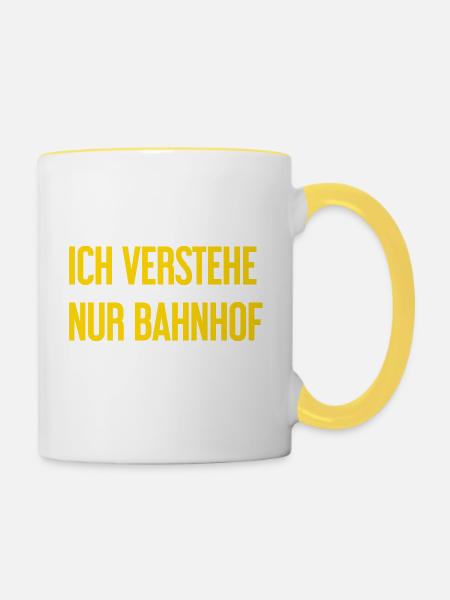 Ich verstehe nur Bahnhof - Tasse zweifarbig - Weiß/Gelb