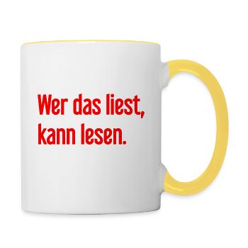 If you read this, you can read. - Contrasting Mug - white/yellow - Right