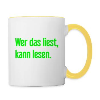 If you read this, you can read. - Contrasting Mug - white/yellow - Right