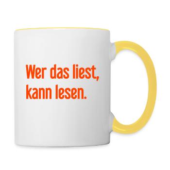If you read this, you can read. - Contrasting Mug - white/yellow - Right