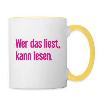 If you read this, you can read. - Contrasting Mug - white/yellow - Right
