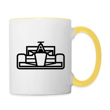 voiture de course - Mug contrasté - blanc/jaune - Droite