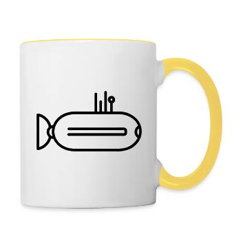 bateau Sous-marin - Mug contrasté - blanc/jaune - Droite