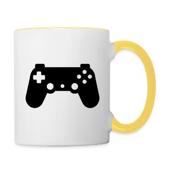 Jeux vidéo manette - Mug contrasté - blanc/jaune - Droite