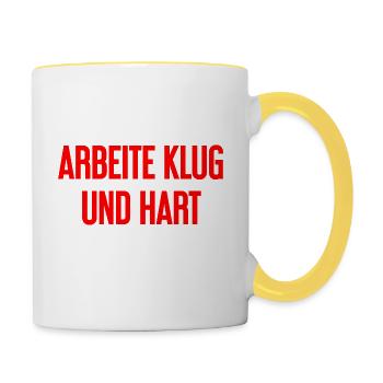 Work Smart And Hard – Success Motto For Doers - Contrasting Mug - white/yellow - Right