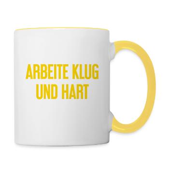 Work Smart And Hard – Success Motto For Doers - Contrasting Mug - white/yellow - Right