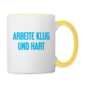 Work Smart And Hard – Success Motto For Doers - Contrasting Mug - white/yellow - Right