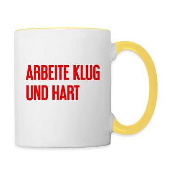 Work Smart And Hard – Success Motto For Doers - Contrasting Mug - white/yellow - Right