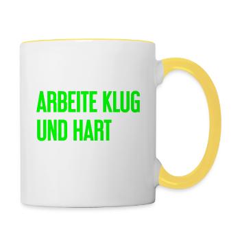 Work Smart And Hard – Success Motto For Doers - Contrasting Mug - white/yellow - Right