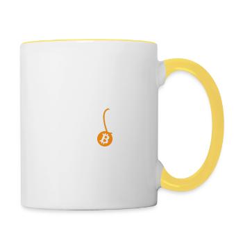 Bitcoin Bulle - Blockchain - Tasse zweifarbig - Weiß/Gelb - Rechts